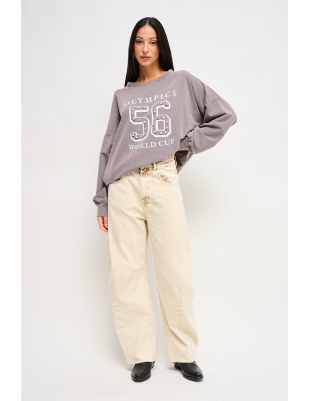 Sweat em Algodão com Estampa e Strass Maryley