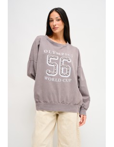 Sweatshirt em algodão com estampa e strass Maryley