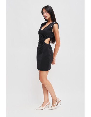 Vestido Curto com Cut-out e Strass Maryley