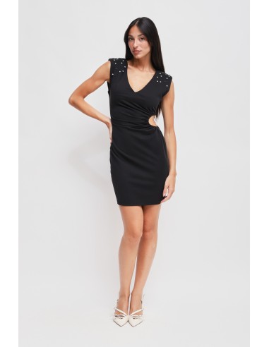 Vestido Curto com Recorte e Strass Maryley