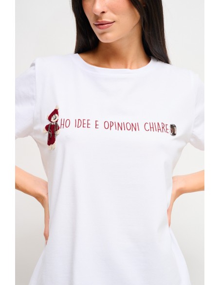 T-shirt com bordado e ursinho Maryley