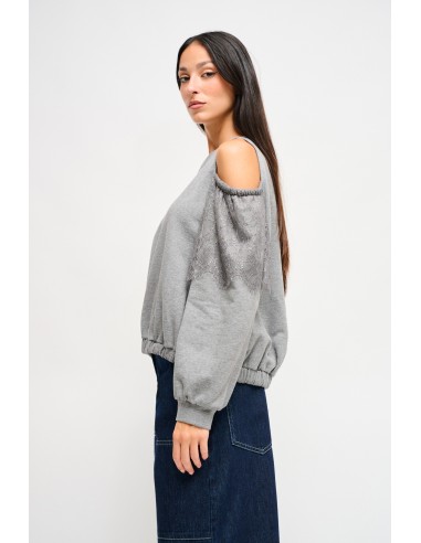 Sweatshirt em algodão com ombros à mostra Maryley