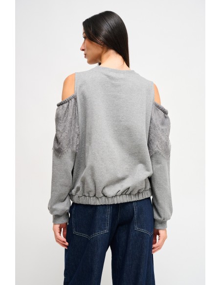 Sweatshirt de algodão com ombros descobertos Maryley