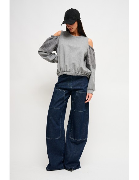 Sweatshirt em algodão com ombros descobertos Maryley
