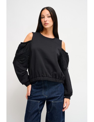 Sweatshirt Em Algodão Com Ombros Descobertos Maryley