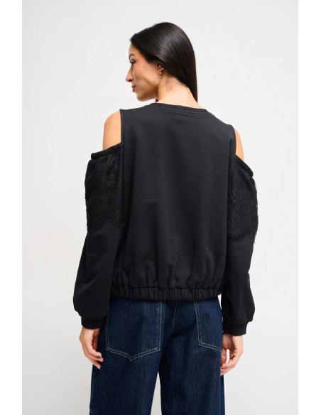 Sweatshirt de algodão com ombros descobertos Maryley