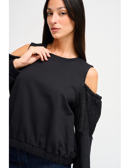 Sweatshirt em Algodão com Ombros Descobertos Maryley