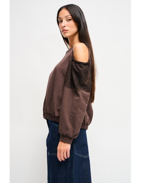 Sweatshirt de algodão com ombros descobertos Maryley