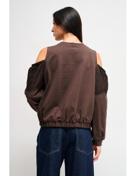 Sweatshirt em Algodão com Ombros Descobertos Maryley