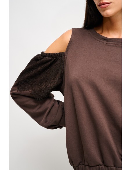 Sweatshirt em Algodão com Ombros à Mostra Maryley