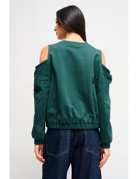 Sweatshirt de algodão com ombros à mostra Maryley
