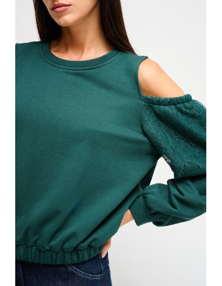 Sweatshirt de algodão com ombros descobertos Maryley