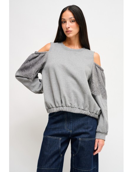 Sweatshirt de algodão com ombros descobertos Maryley