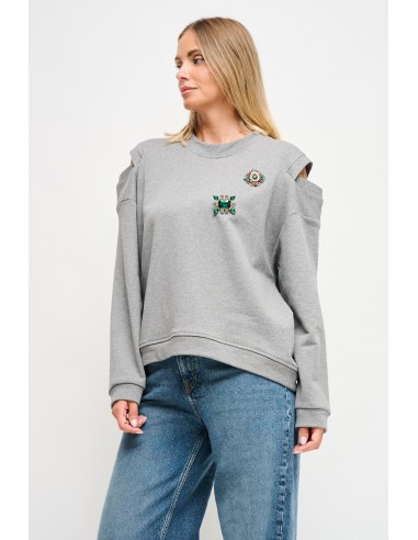 Sweatshirt com recortes nos ombros e broches jóia Maryley