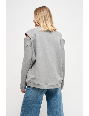 Sweatshirt com recortes nos ombros e broches de jóia Maryley