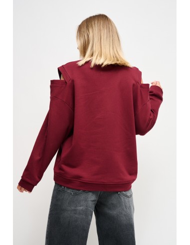 Sweatshirt com recortes nos ombros e broches joia Maryley