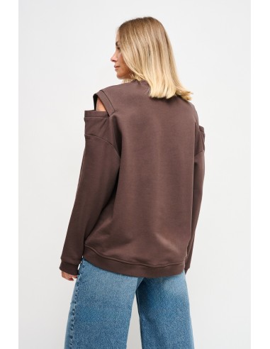 Sweatshirt com cut-out nos ombros e broches com pedraria Maryley