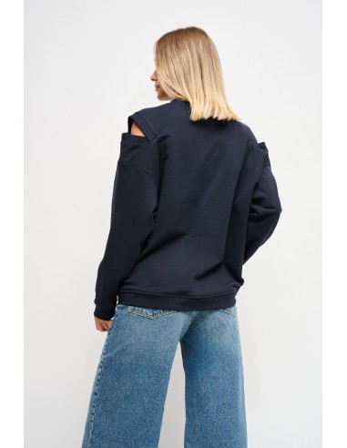 Sweatshirt com recortes nos ombros e broches jóia Maryley
