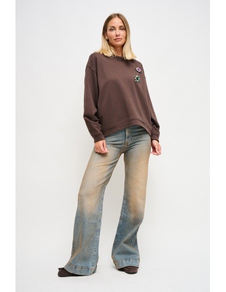 Sweatshirt em algodão com broches tipo joia Maryley