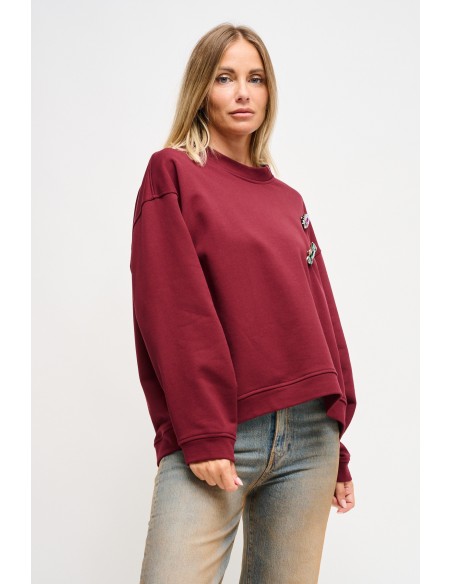 Sweatshirt em algodão com broches estilo jóia Maryley