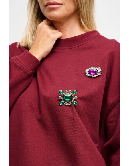 Sweatshirt em algodão com aplicações tipo joia Maryley