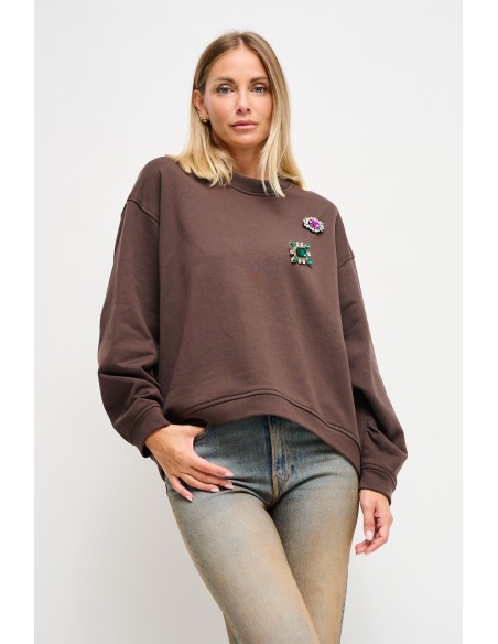 Sweatshirt de algodão com alfinetes de joalharia Maryley