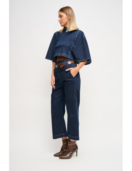 Jeans de cintura alta com cinto Maryley