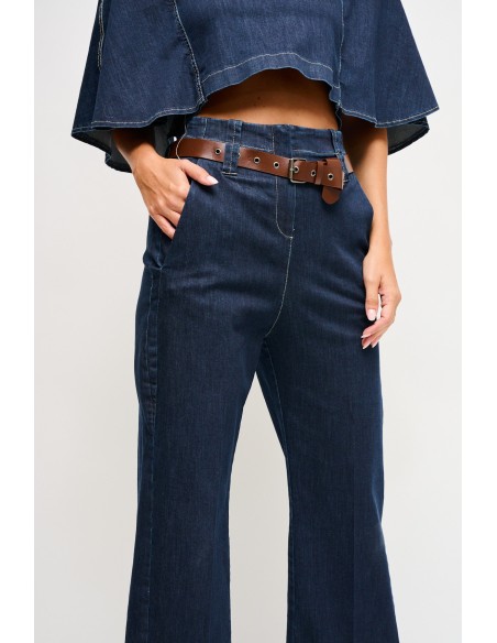 Jeans de cintura alta com cinto Maryley