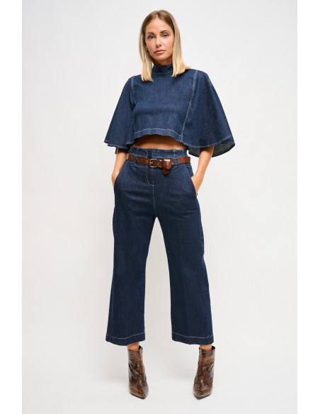 Jeans de cintura alta com cinto Maryley