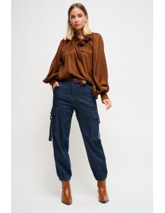 Jeans Cargo Com Cintura Maryley