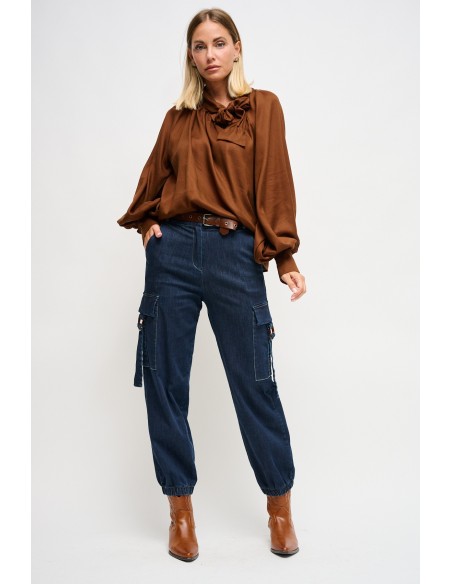 Jeans Cargo Com Cintura Maryley