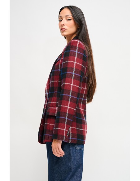 Blazer xadrez em panno com broche Maryley