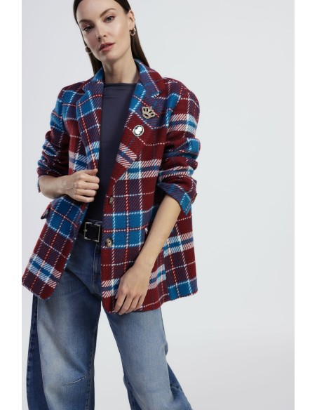 Sobrecamisa com padrão xadrez e botões Dixie