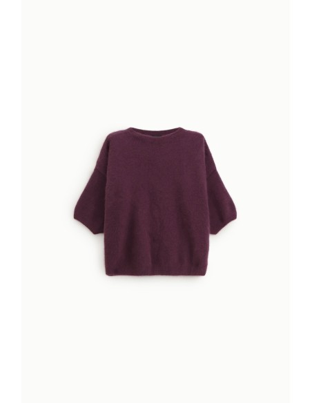Camisola de gola redonda, corte suave, mangas 3/4 Dixie