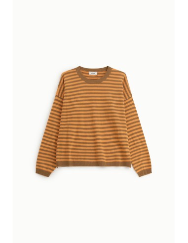 Camisola de gola redonda às riscas manga comprida Dixie