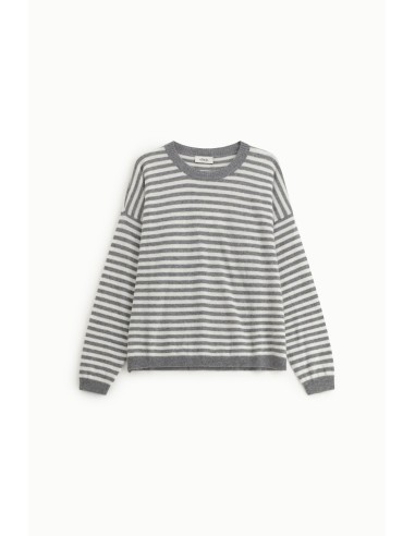 Camisola de Gola Redonda às Riscas Manga Comprida Dixie