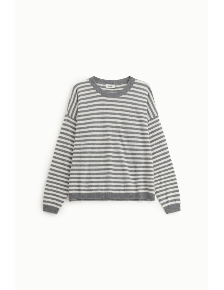 Camisola de Gola Redonda às Riscas Manga Comprida Dixie