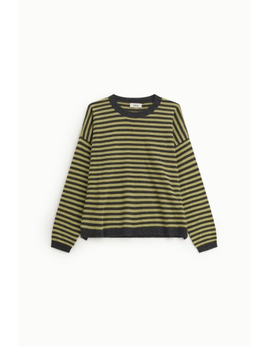 Camisola de gola redonda às riscas manga comprida Dixie