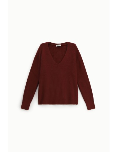 Camisola decote em V canelada Dixie