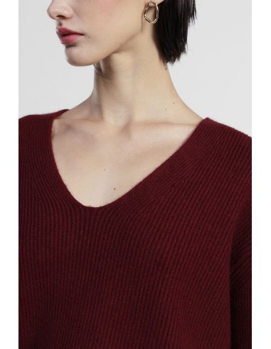 Camisola com decote em V e malha canelada Dixie