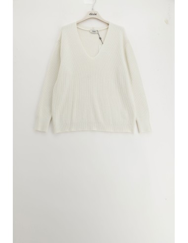 Camisola com decote em V e malha canelada Dixie