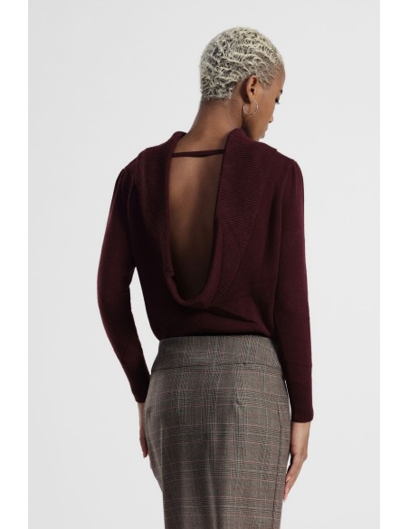 Camisola com decote nas costas e gola larga Dixie