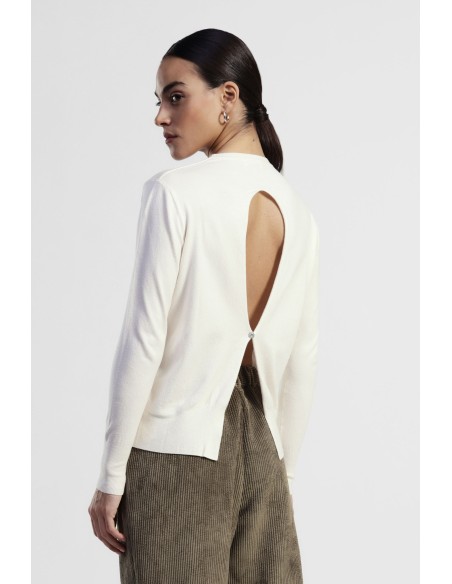 Camisola de gola redonda com mangas compridas e detalhe nas costas Dixie