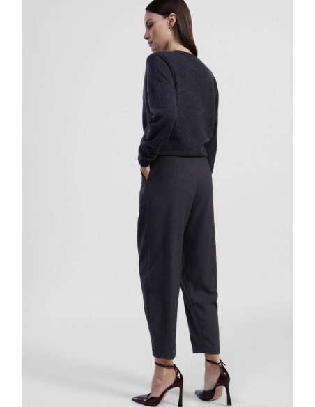 Calças com pence e perna cropped Dixie