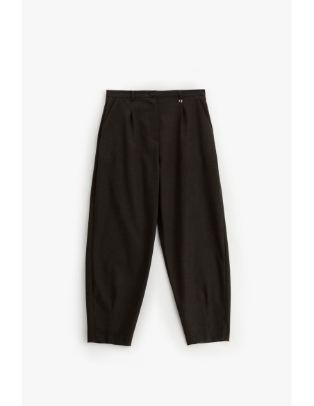 Calças com pence e perna cropped Dixie