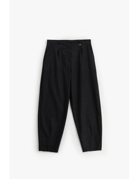 Calças com pinças e perna cropped Dixie