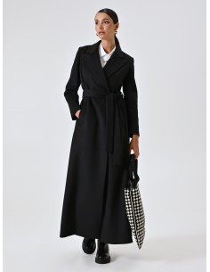 Casaco spolverino extra longo em veludo com cinto coordenado Rinascimento