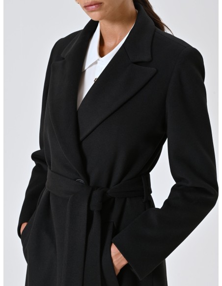 Sobretudo extra longo em velour com cinto coordenado Rinascimento