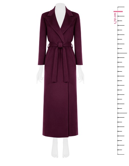 Sobretudo spolverino extra longo em veludo com cinto coordenado Rinascimento