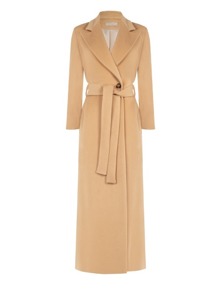 Sobretudo spolverino extra longo em veludo com cinto coordenado Rinascimento